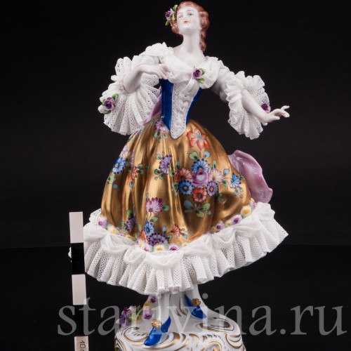 Статуэтка из кружевного фарфора Танцующая девушка, Volkstedt, Германия, после 1935 г.