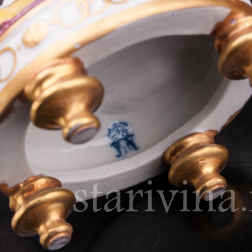 Фарфоровая статуэтка Дама с султаном из перьев, кружевная, Volkstedt, Германия, кон. 19, нач. 20 в.