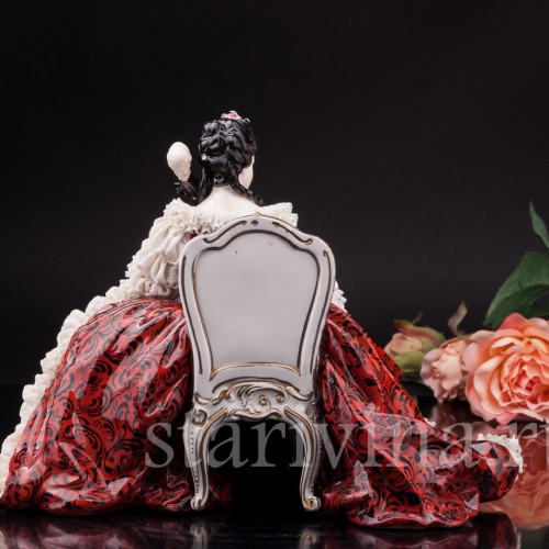 Статуэтка Дама с виолончелью, кружевная, Volkstedt, Германия, сер. 20 в.