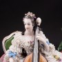 Статуэтка Дама с виолончелью, кружевная, Volkstedt, Германия, сер. 20 в.