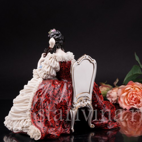 Статуэтка Дама с виолончелью, кружевная, Volkstedt, Германия, сер. 20 в.