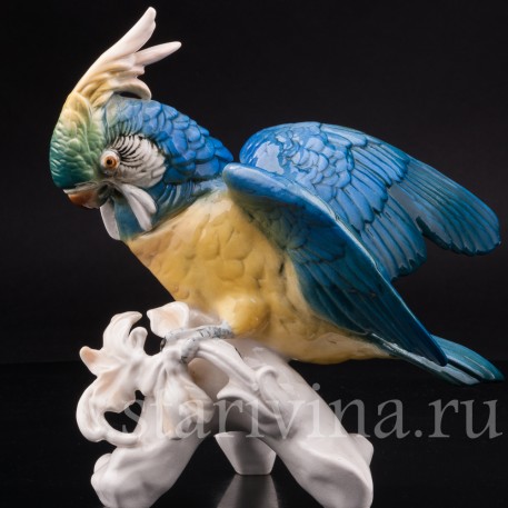 Фарфоровая статуэтка птицы Попугай какаду, Karl Ens, Германия, Сер. 20 в..