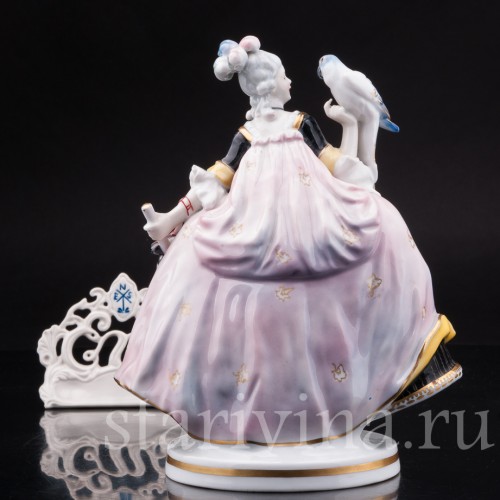 Статуэтка Девушка с тростью и попугаем, Karl Ens, Германия, 1920-30 гг.