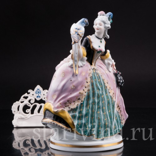 Статуэтка Девушка с тростью и попугаем, Karl Ens, Германия, 1920-30 гг.