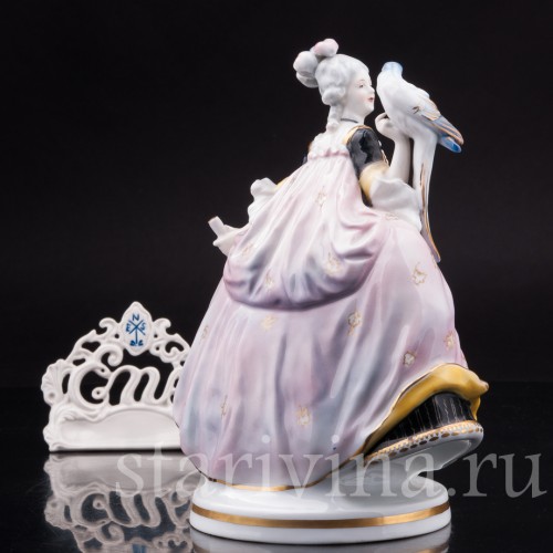 Статуэтка Девушка с тростью и попугаем, Karl Ens, Германия, 1920-30 гг.