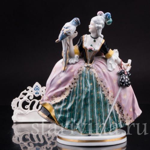 Статуэтка Девушка с тростью и попугаем, Karl Ens, Германия, 1920-30 гг.