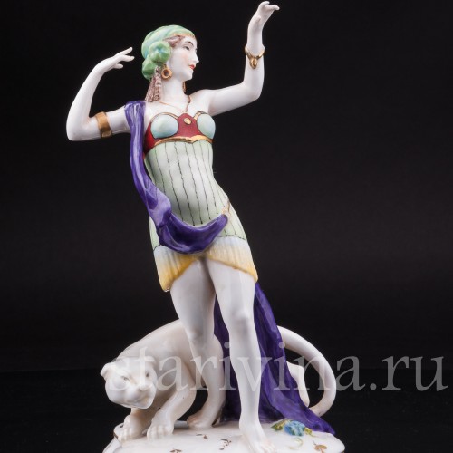 Фарфорвая статуэтка Одалиска с пантерой, E. A. Muller, Германия, нач. 20 в.