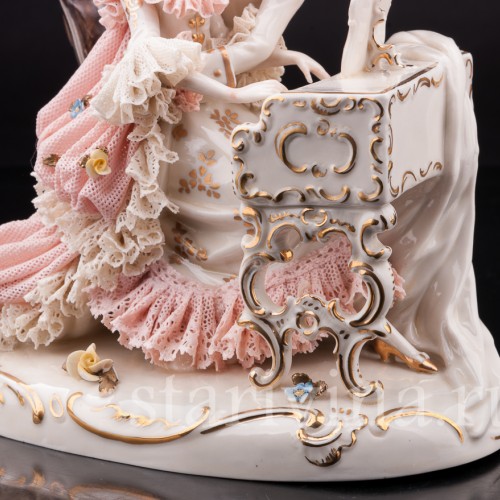 Пара с клавесином и виолончелью, кружевная, Ackermann & Fritze, Германия