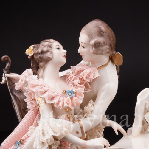 Пара с клавесином и виолончелью, кружевная, Ackermann & Fritze, Германия