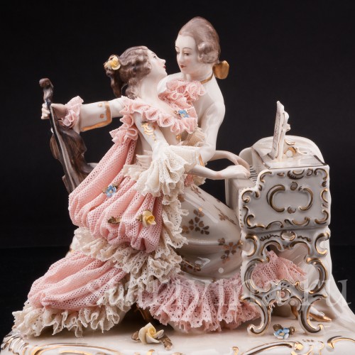 Пара с клавесином и виолончелью, кружевная, Ackermann & Fritze, Германия