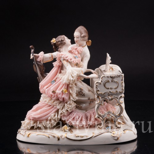 Пара с клавесином и виолончелью, кружевная, Ackermann & Fritze, Германия