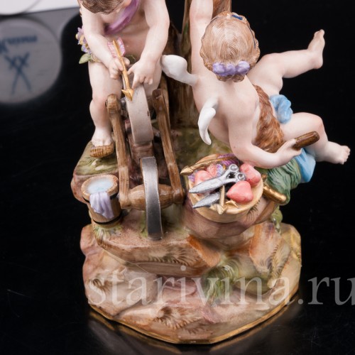 Фарфоровая композиция Амуры и точильный камень, Meissen, Германия, сер. 19 - нач. 20 вв.