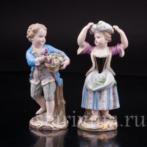 Фигурка из фарфора Мальчик с корзиной цветов, Meissen, Германия, сер. 19 - нач. 20 вв.