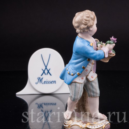 Фигурка из фарфора Мальчик с корзиной цветов, Meissen, Германия, сер. 19 - нач. 20 вв.