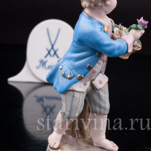 Фигурка из фарфора Мальчик с корзиной цветов, Meissen, Германия, сер. 19 - нач. 20 вв.