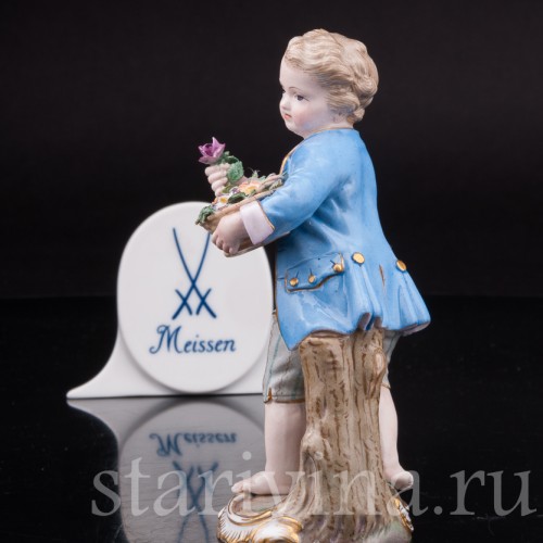 Фигурка из фарфора Мальчик с корзиной цветов, Meissen, Германия, сер. 19 - нач. 20 вв.