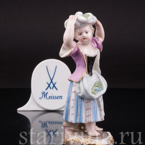 Фарфоровая фигурка Девочка со скошенной травой, Meissen, Германия, сер. 19 - нач. 20 вв.