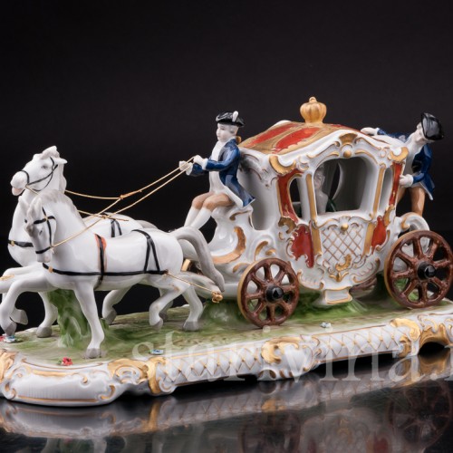 Фарфоровая композиция Карета запряженная парой лошадей, Unterweissbach, Германия, вт. пол. 20 в.