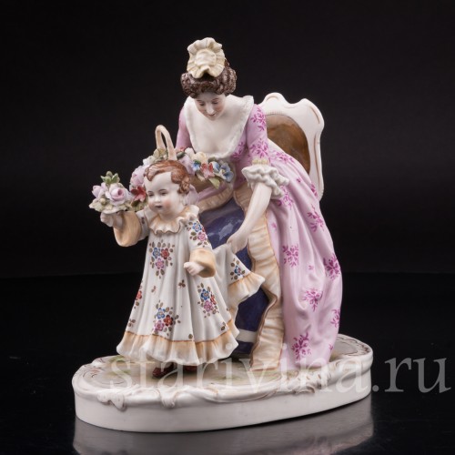 Фарфоровая статуэтка Мама с дочкой, Scheibe-Alsbach, Германия, 1925-72 гг.