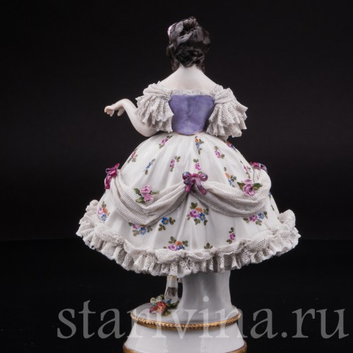 Статутка Девушка со шляпкой, кружевная, Volkstedt, Германия, до 1935 г.