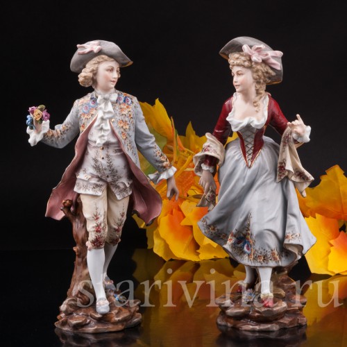 Фарфоровая статуэтка Галантная пара, Volkstedt, Германия, 19 в.