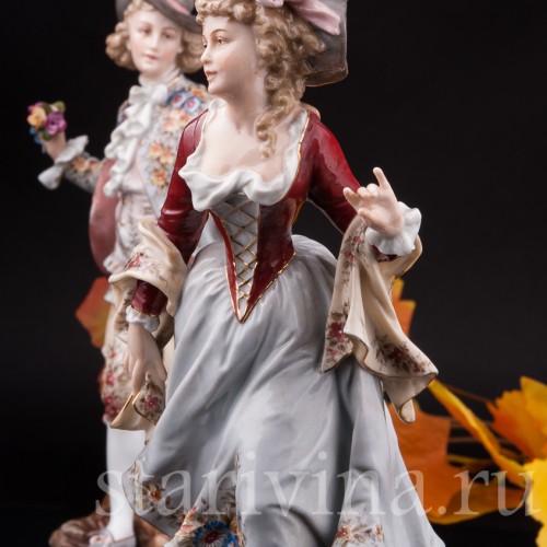 Фарфоровая статуэтка Галантная пара, Volkstedt, Германия, 19 в.