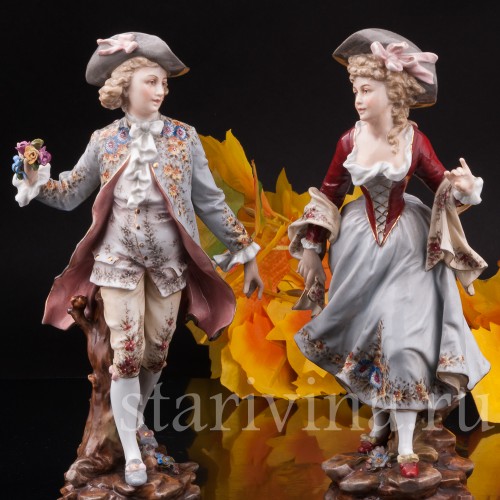 Фарфоровая статуэтка Галантная пара, Volkstedt, Германия, 19 в.