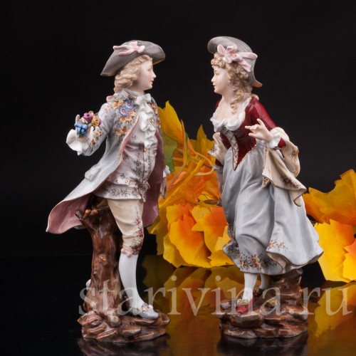 Фарфоровая статуэтка Галантная пара, Volkstedt, Германия, 19 в.