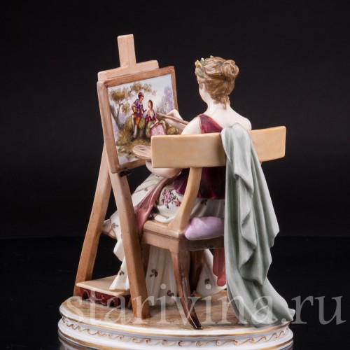 Фарфоровая статуэтка Художница, рисующая девушка, Volkstedt, Германия, 19 в.