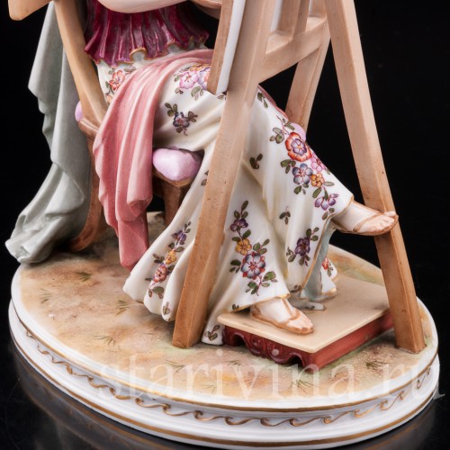 Фарфоровая статуэтка Художница, рисующая девушка, Volkstedt, Германия, 19 в.