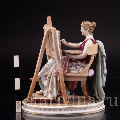 Фарфоровая статуэтка Художница, рисующая девушка, Volkstedt, Германия, 19 в.