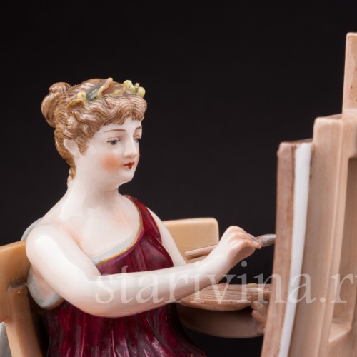 Фарфоровая статуэтка Художница, рисующая девушка, Volkstedt, Германия, 19 в.