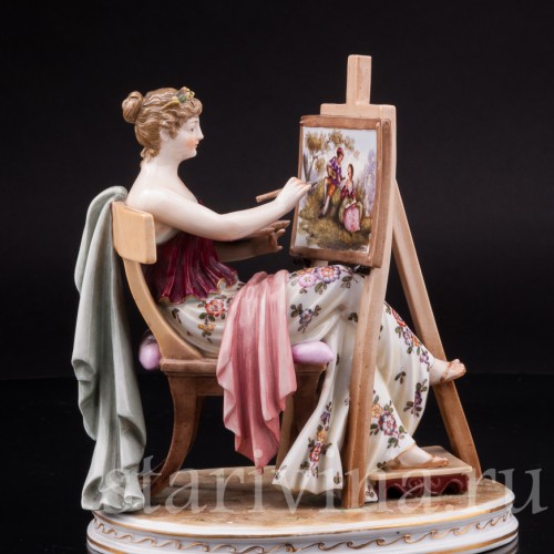 Фарфоровая статуэтка Художница, рисующая девушка, Volkstedt, Германия, 19 в.