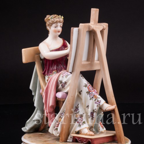 Фарфоровая статуэтка Художница, рисующая девушка, Volkstedt, Германия, 19 в.