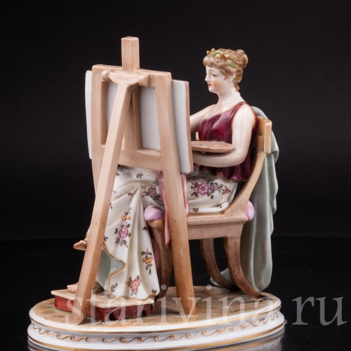Фарфоровая статуэтка Художница, рисующая девушка, Volkstedt, Германия, 19 в.