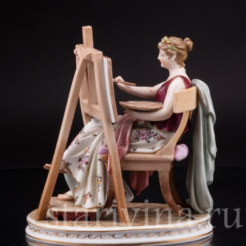 Фарфоровая статуэтка Художница, рисующая девушка, Volkstedt, Германия, 19 в.