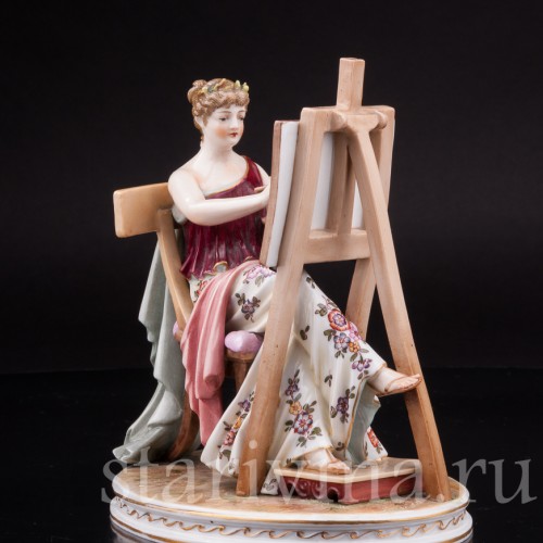 Фарфоровая статуэтка Художница, рисующая девушка, Volkstedt, Германия, 19 в.