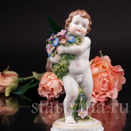Фигурка Путти с цветами, аллегория весны, Muller & Co, Германия, нач. 20 в.