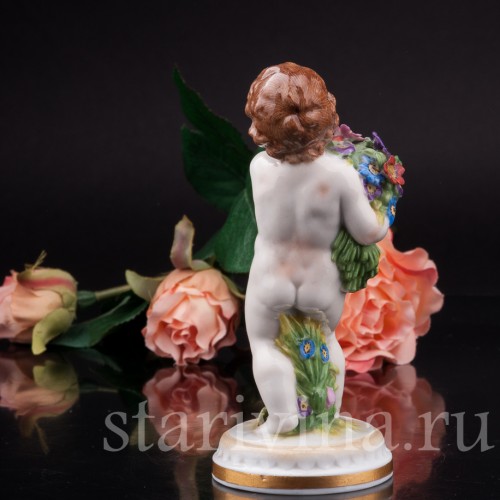 Фигурка Путти с цветами, аллегория весны, Muller & Co, Германия, нач. 20 в.