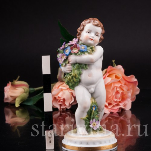 Фигурка Путти с цветами, аллегория весны, Muller & Co, Германия, нач. 20 в.