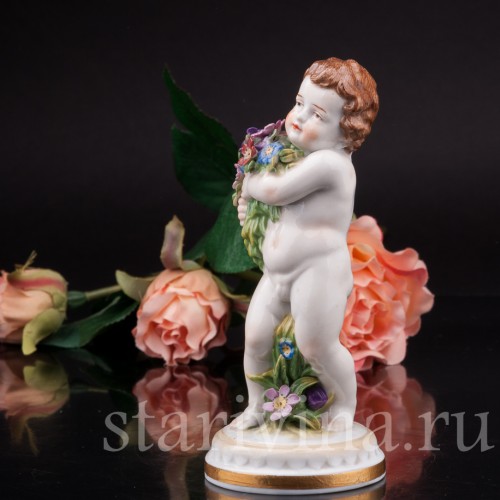 Фигурка Путти с цветами, аллегория весны, Muller & Co, Германия, нач. 20 в.