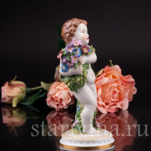 Фигурка Путти с цветами, аллегория весны, Muller & Co, Германия, нач. 20 в.