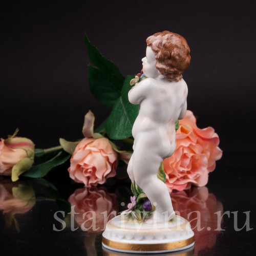 Фигурка Путти с цветами, аллегория весны, Muller & Co, Германия, нач. 20 в.