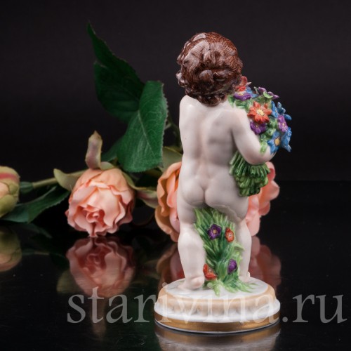Фарфоровая статуэтка Путти с цветами, аллегория весны, Muller & Co, Германия, пер. пол. 20 в.