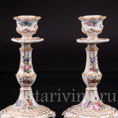 Парные фарфоровые Подсвечники, Франция, кон. 19 - нач. 20 вв.