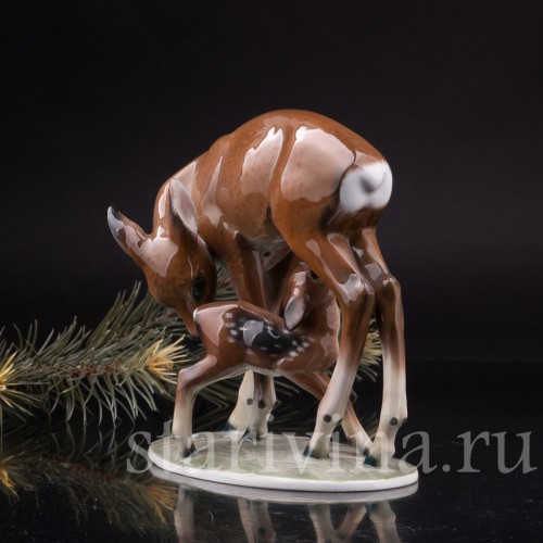 Фарфоровая композиция Олениха с оленёнком, Rosenthal, Германия, 1936 год.