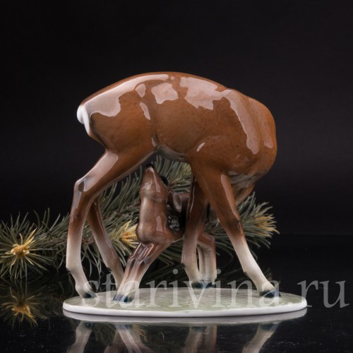 Фарфоровая композиция Олениха с оленёнком, Rosenthal, Германия, 1936 год.