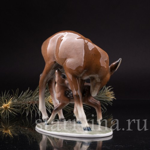 Фарфоровая композиция Олениха с оленёнком, Rosenthal, Германия, 1936 год.
