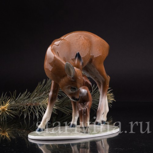 Фарфоровая композиция Олениха с оленёнком, Rosenthal, Германия, 1936 год.