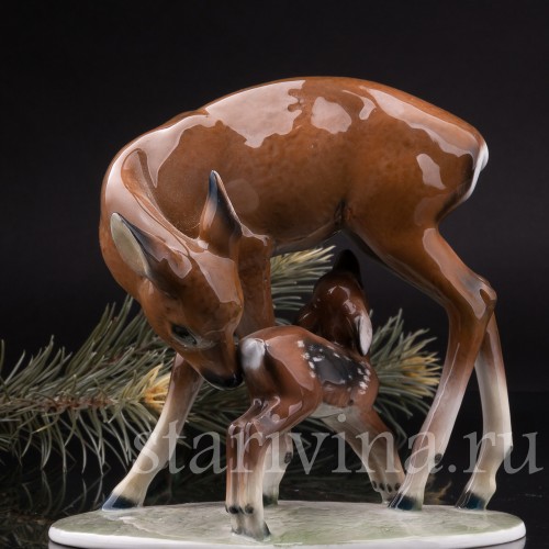 Фарфоровая композиция Олениха с оленёнком, Rosenthal, Германия, 1936 год.